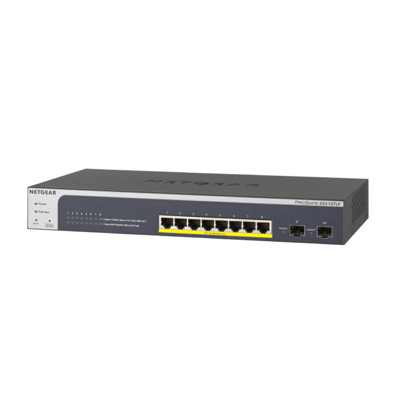 NETGEAR GS510TLP 10-Port Gigabit Ethernet Smart Managed Pro PoE Switch - with 8 x PoE+ @ 75W