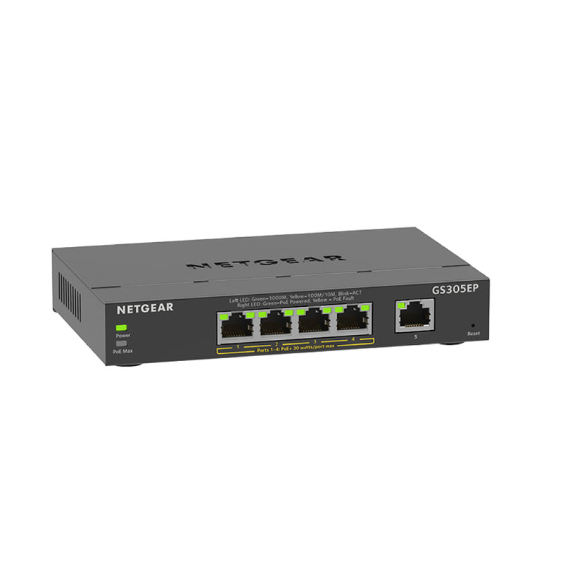 NETGEAR GS305EP 5-Port Gigabit Ethernet Plus Switch - with 4 x PoE+ @ 63W