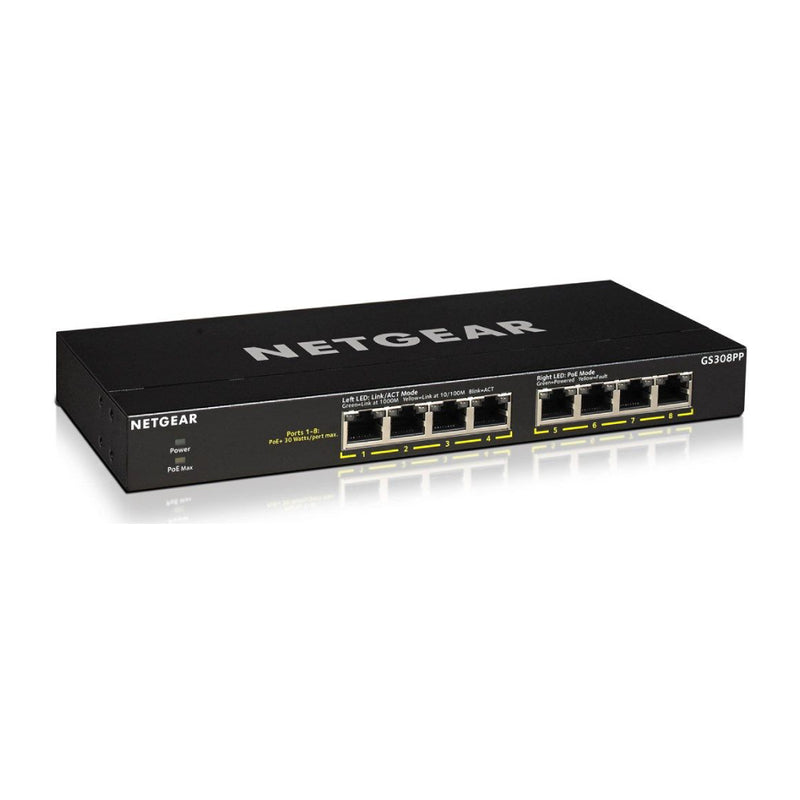 NETGEAR GS308PP 8-Port Gigabit Ethernet Unmanaged PoE+ Switch