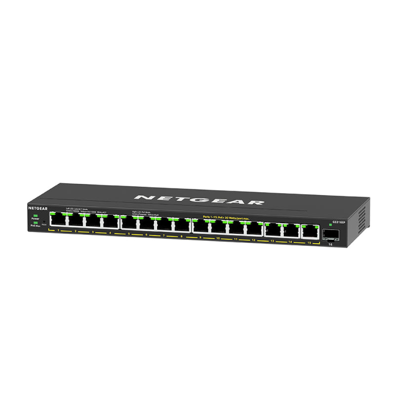 NETGEAR GS316EP 16-Port PoE Gigabit Ethernet Plus Switch - with 15 x PoE+ @ 180W