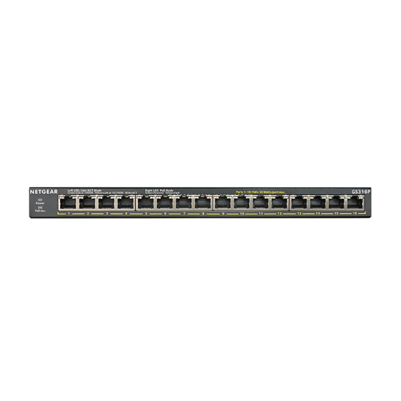 NETGEAR GS316P 16-Port Gigabit Ethernet Unmanaged PoE+ Switch - with 16 x PoE+ @ 115W