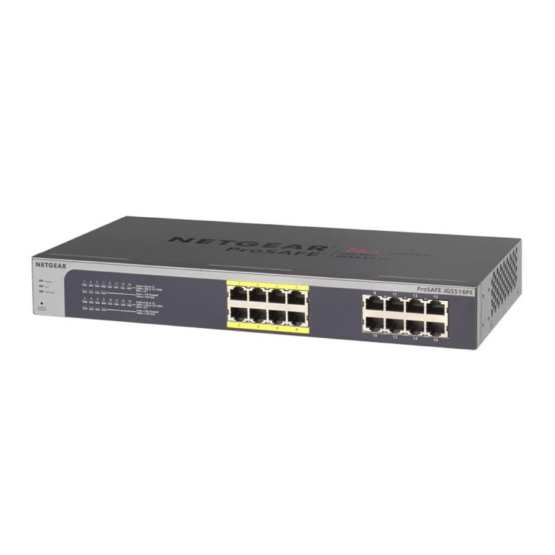 NETGEAR JGS516PE 16-Port Gigabit Ethernet Smart Managed Plus PoE Switch - with 8 x PoE @ 85W