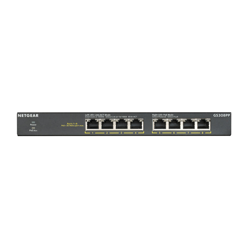 NETGEAR GS308PP 8-Port Gigabit Ethernet Unmanaged PoE+ Switch