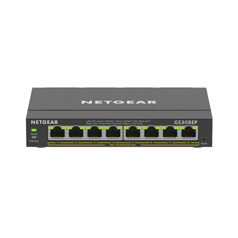NETGEAR GS308EP 8-Port Gigabit Ethernet Smart Managed Plus PoE Switch - with 8 x PoE+ @ 62W