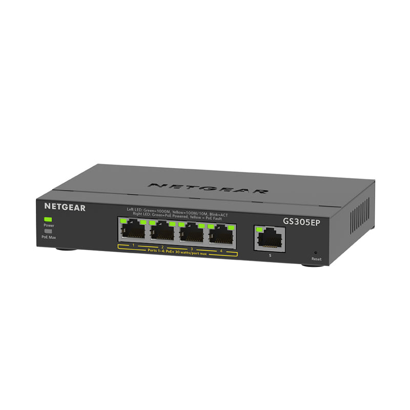 NETGEAR GS305EP 5-Port Gigabit Ethernet Plus Switch - with 4 x PoE+ @ 63W
