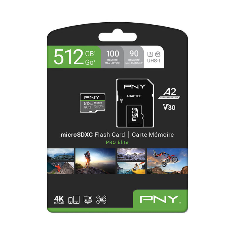 PNY PRO Elite Class 10 U3 V30 microSD Flash Memory Card 512GB