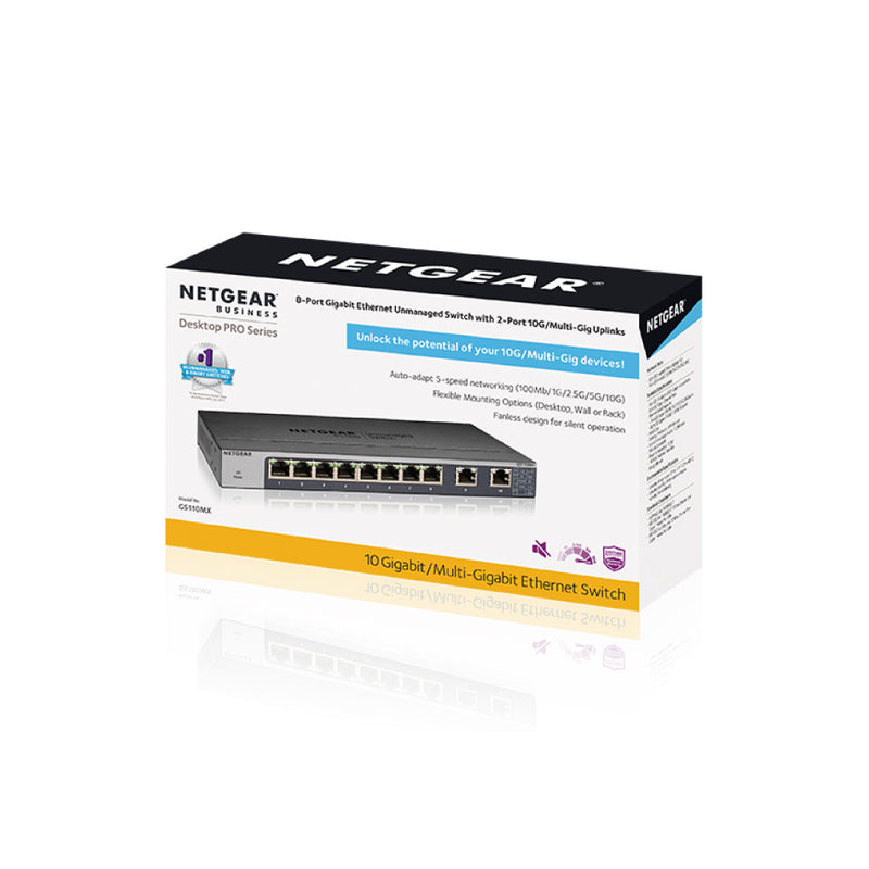 NETGEAR GS110MX 10-Port Gigabit/10G Ethernet Unmanaged Switch