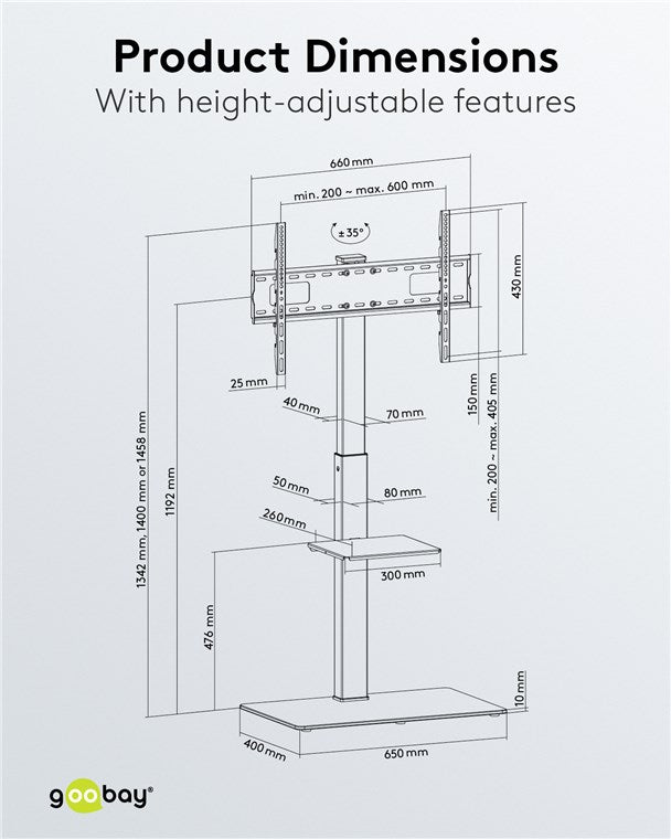 GOOBAY TV Floor Stand Basic L (37-70 Inch)