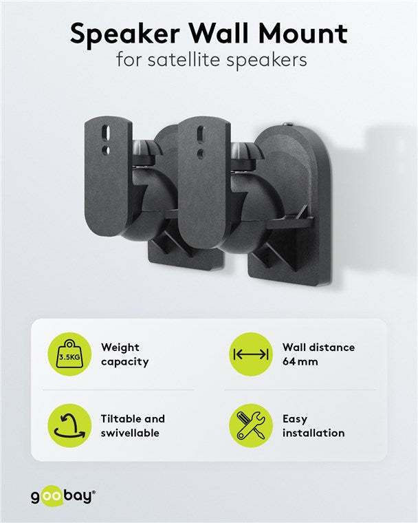 GOOBAY Black Universal Speaker Mount - 2 pcs