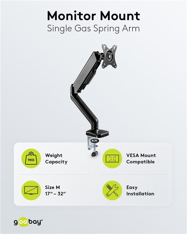 GOOBAY Single Monitor Mount with Gas Spring (17-32 Inch)