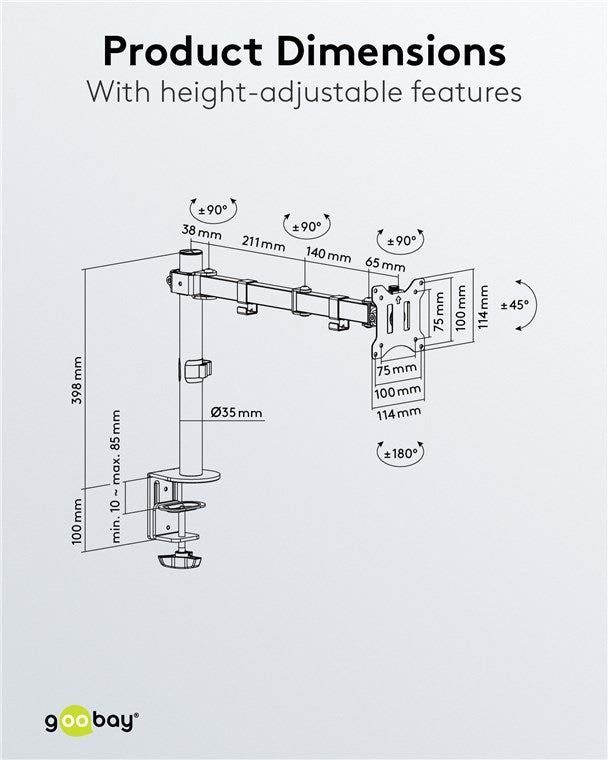 GOOBAY Monitor Mount Single Flex for Monitors between 17" and 32"