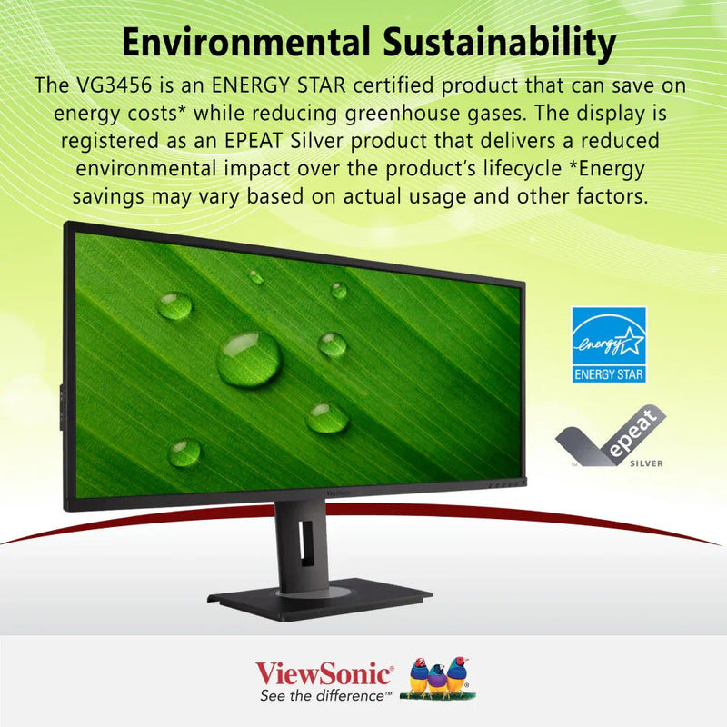 VIEWSONIC VG3456 34" WQHD Docking Monitor 3440 x 1440, USB-C, Ethernet