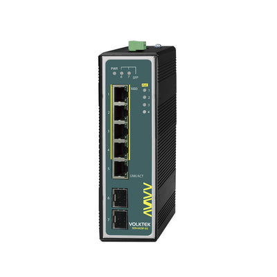 VOLKTEK SEN-9425P-24V-SS 4 Ports GbE Substation Certified Unmanaged PoE+ Switch with 1 RJ45 and 2 SFP Ports