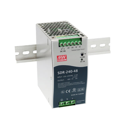 VOLKTEK SDR-240-48 DIN-Rail 240W, 48VDC, Industrial Power Supply with PFC Function