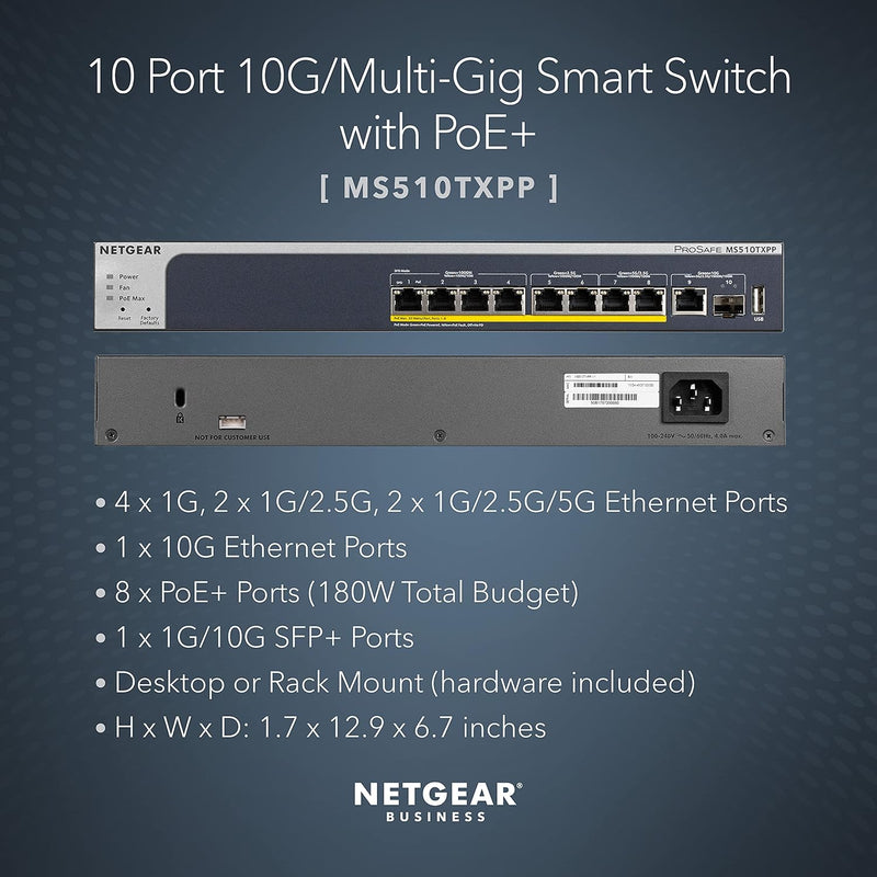 NETGEAR WiFi 6 Wireless Access Point Bundle (4x WAX615 + MS510TXPP)
