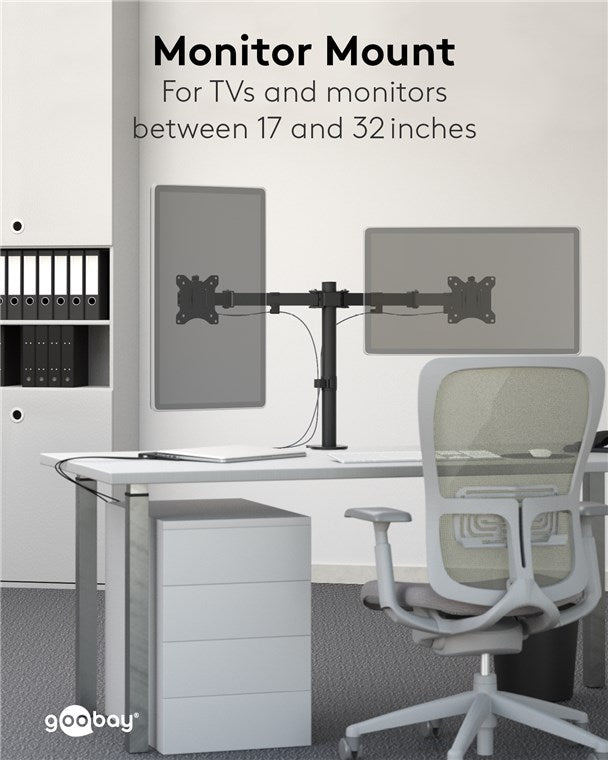 GOOBAY Dual Monitor Mount Flex for Monitors between 17" and 32"