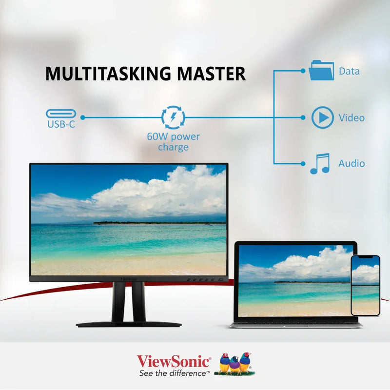 VIEWSONIC VP2456 24" FHD Pantone Validated 100% sRGB & Factory Pre-Calibrated Monitor with 60W USB-C