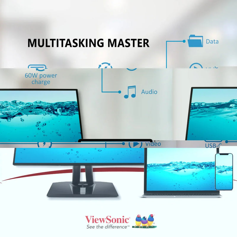 VIEWSONIC VP2756-2K 27" 2K QHD Pantone Validated 100% sRGB & Factory Pre-Calibrated Monitor with 60W USB-C