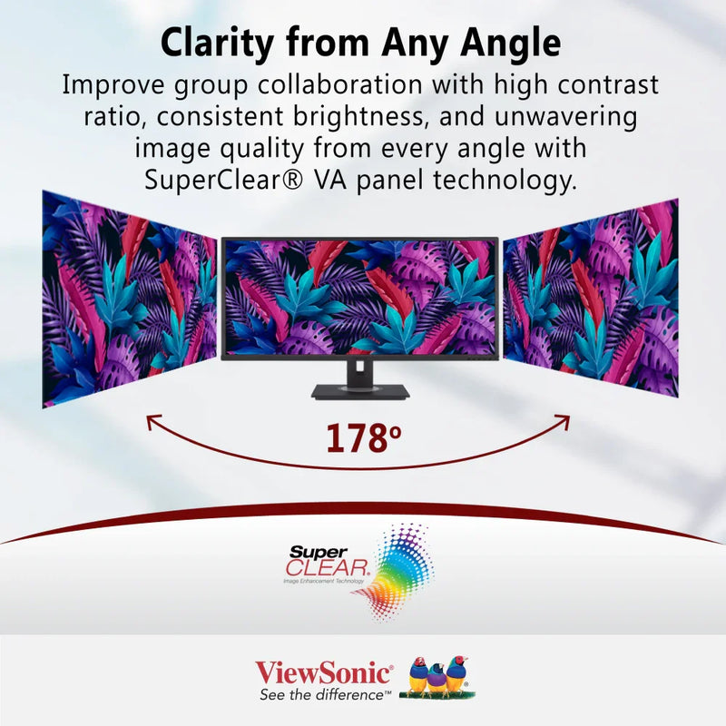 VIEWSONIC VG3456 34" WQHD Docking Monitor 3440 x 1440, USB-C, Ethernet