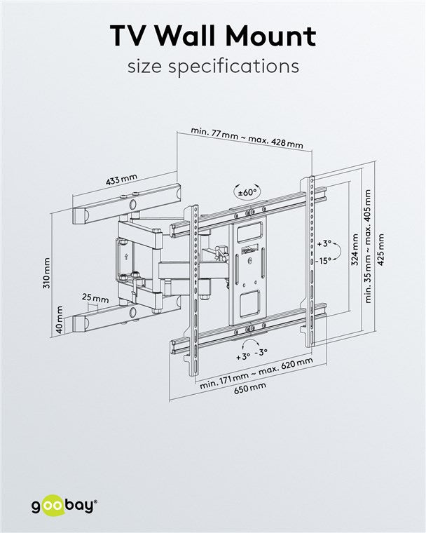 GOOBAY TV Wall Mount Pro Full Motion L (37-70 Inch)