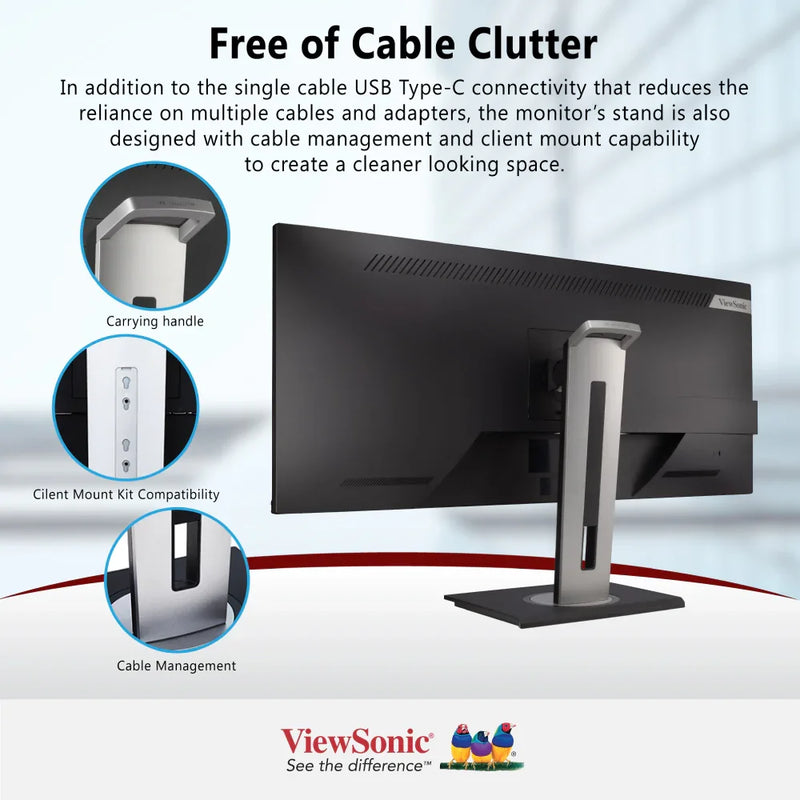 VIEWSONIC VG3456 34" WQHD Docking Monitor 3440 x 1440, USB-C, Ethernet
