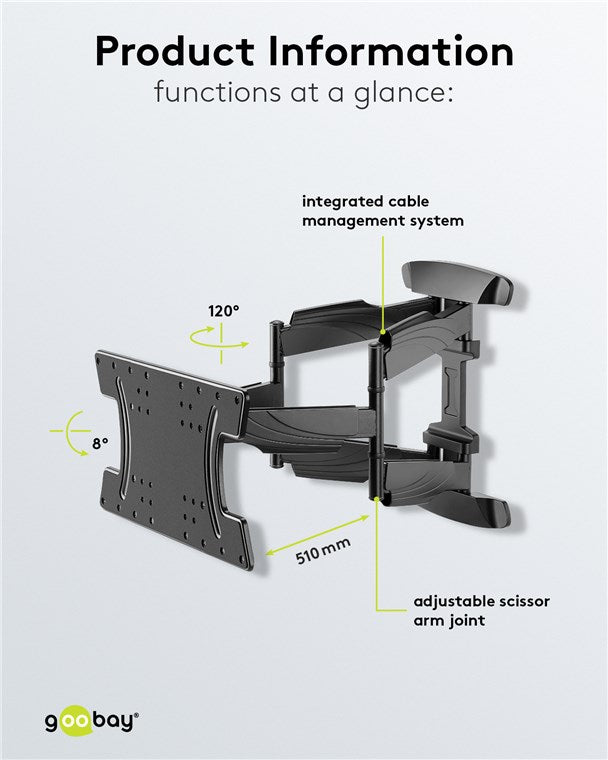 GOOBAY TV Wall mount OLED FULLMOTION (L) for TVs from 37" to 70"