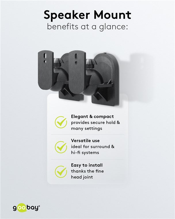 GOOBAY Black Universal Speaker Mount - 2 pcs