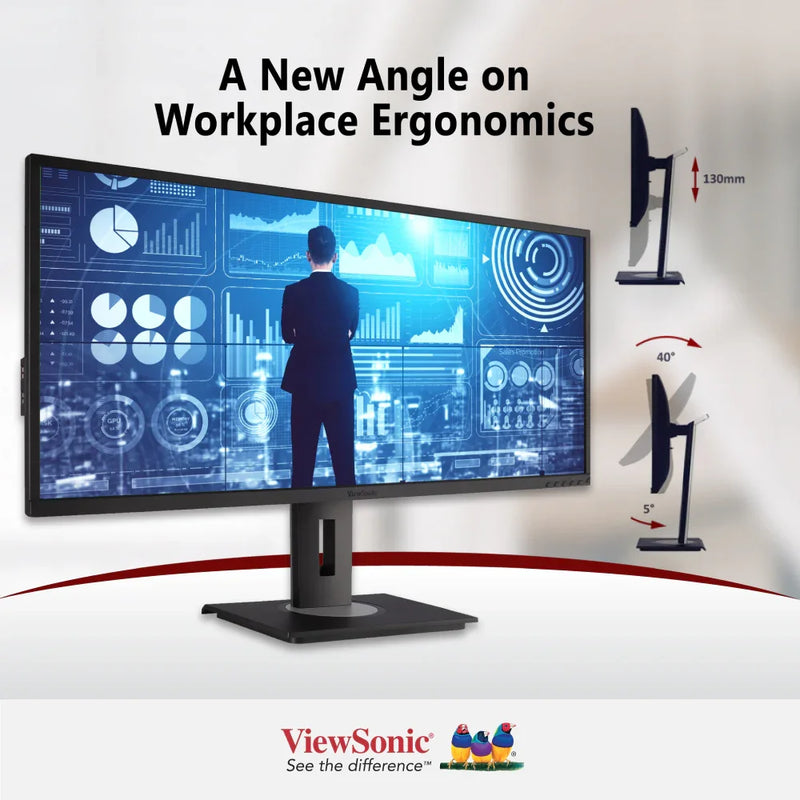 VIEWSONIC VG3456 34" WQHD Docking Monitor 3440 x 1440, USB-C, Ethernet