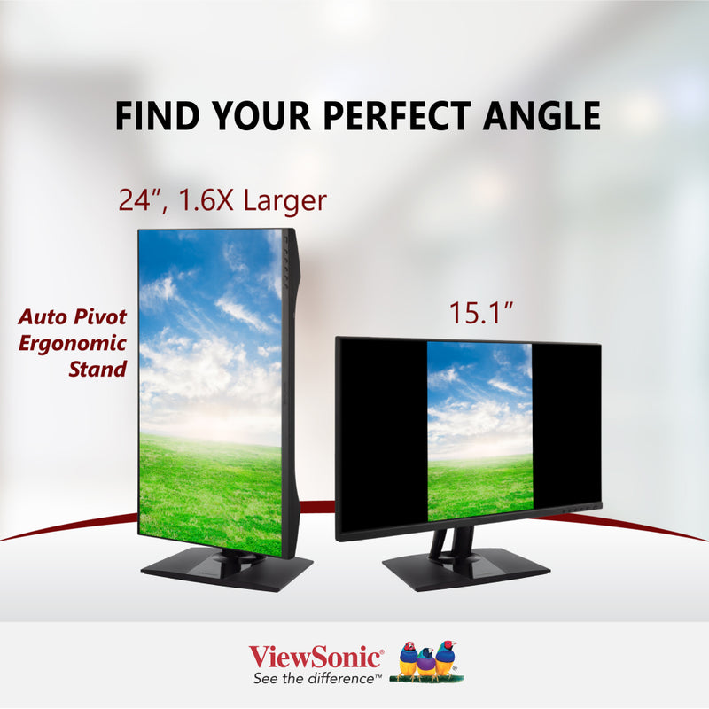 VIEWSONIC VP2456 24" FHD Pantone Validated 100% sRGB & Factory Pre-Calibrated Monitor with 60W USB-C
