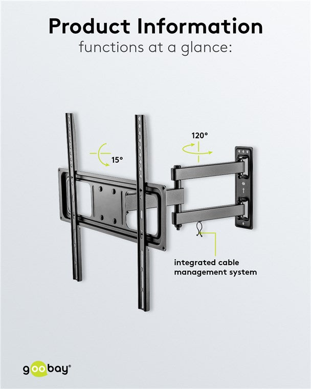 GOOBAY TV Wall mount Basic FULLMOTION (M) for TVs from 32" to 55"