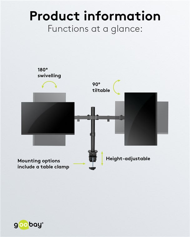 GOOBAY Dual Monitor Mount Flex for Monitors between 17" and 32"