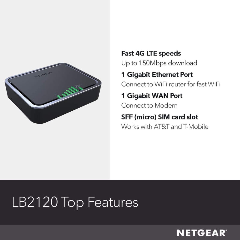 NETGEAR LB2120 4G LTE Modem with Dual Ethernet Ports