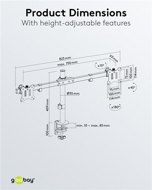 GOOBAY Double Monitor Mount Fix (17-32 Inch)