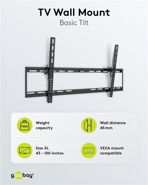 GOOBAY TV Wall Mount Basic TILT (XL) for TVs from 43" to 100"