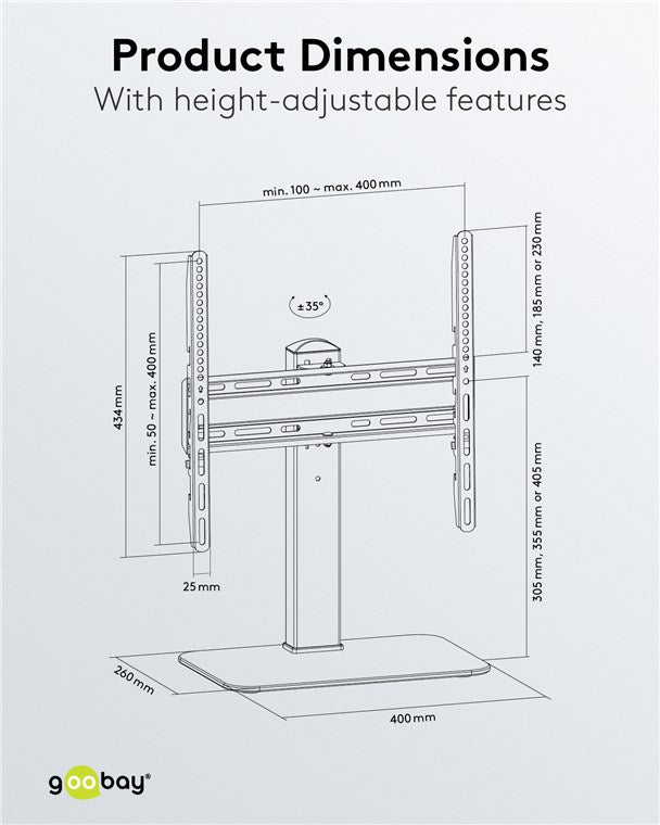 GOOBAY Tabletop TV Stand Basic Fix (32-55 Inch)