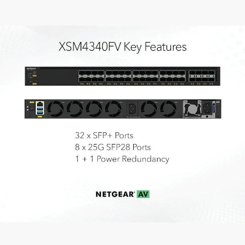 NETGEAR M4350-32F8V Fully Managed Switch (XSM4340FV) 32xSFP+ and 8xSFP28 25G