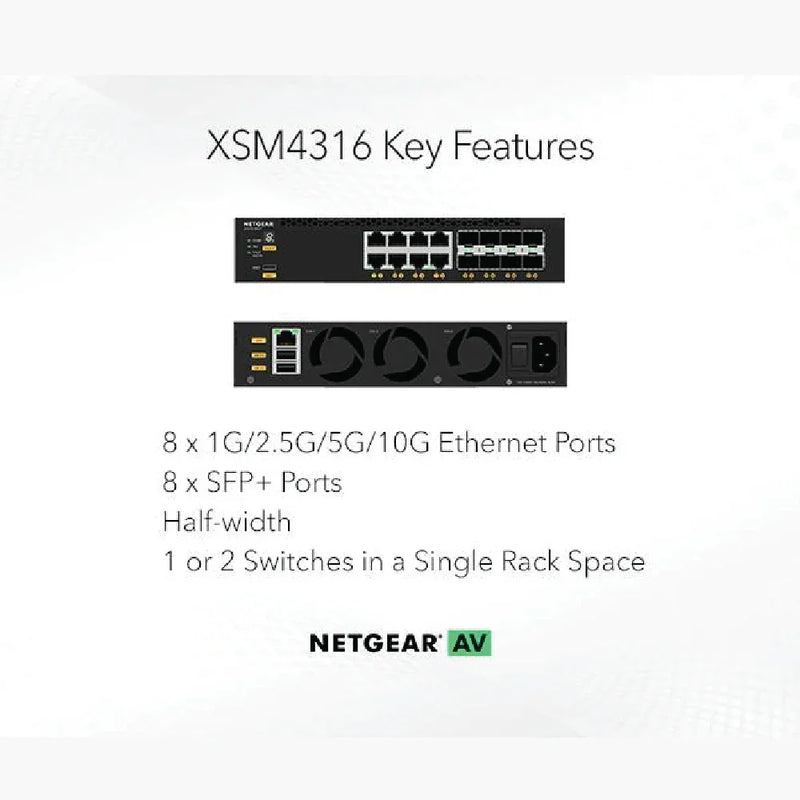 NETGEAR M4350-8X8F Fully Managed Switch (XSM4316) 8x10G/Multi-Gig and 8xSFP+