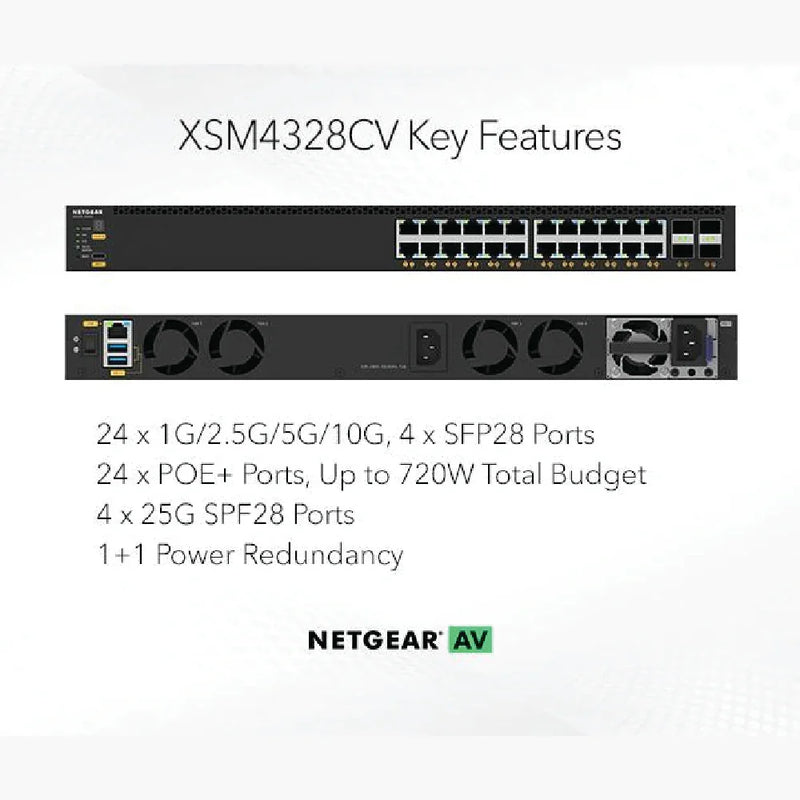 NETGEAR M4350-24X4V Fully Managed Switch (XSM4328CV) 24x10G/Multi-Gig PoE+ 4xSFP28 25G