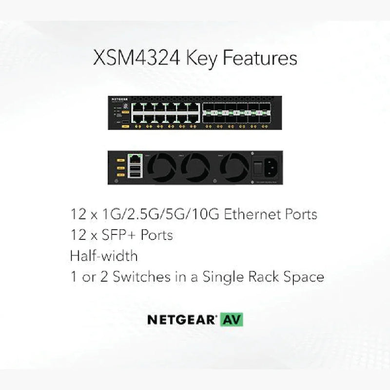 NETGEAR M4350-12X12F Fully Managed Switch (XSM4324) 12x10G/Multi-Gig and 12xSFP+