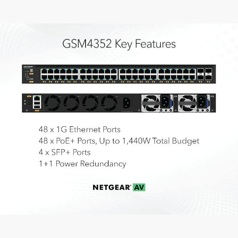 NETGEAR M4350-48G4XF Fully Managed Switch (GSM4352) 48x1G PoE+ 4xSFP+