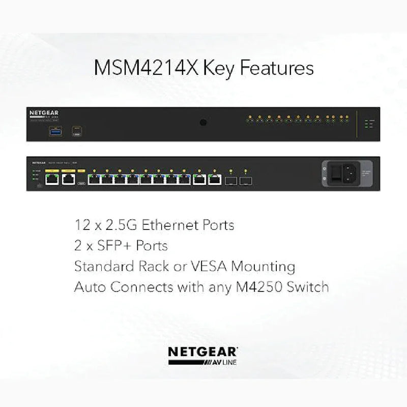 NETGEAR MSM4214X AV Line M4250-12M2XF 12x2.5G and 2xSFP+ Managed Switch