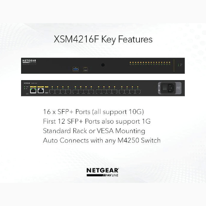 NETGEAR XSM4216F AV Line M4250-16XF 16x1G/10G Fiber SFP+ Managed Switch