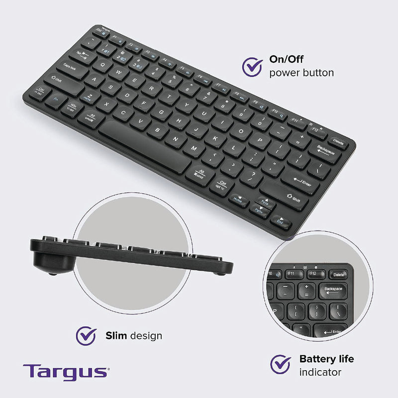 Targus Antimicrobial Compact Multi-Device Bluetooth Keyboard 