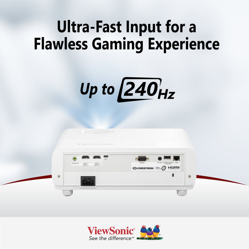 VIEWSONIC PX749-4K 4,000 ANSI Lumens 4.2ms 240Hz USB-C 4K Home Projector Designed for Xbox