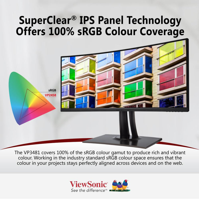 VIEWSONIC VP3481 34" 100% sRGB Ergonomic Professional Monitor