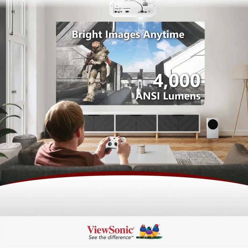 VIEWSONIC PX749-4K 4,000 ANSI Lumens 4.2ms 240Hz USB-C 4K Home Projector Designed for Xbox