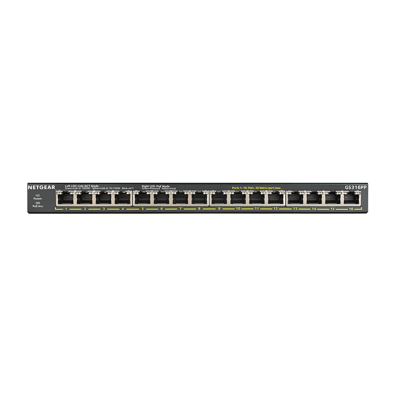 NETGEAR GS316PP 16-Port Gigabit Ethernet Unmanaged PoE+ Switch with High-Power FlexPoE