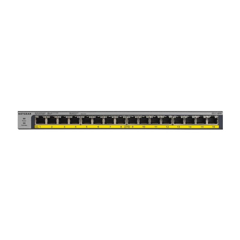 NETGEAR GS116PP 16-Port Gigabit Ethernet Unmanaged PoE Switch - with 16 x PoE+ @ 183W