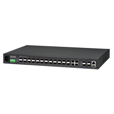 VOLKTEK Atthis 6500-24GS4XS-A-C 20 Ports GbE SFP Managed Aggregation Switch with 4 Combo RJ45/SFP, 4 10G SFP+ Ports and Intl. AC Power