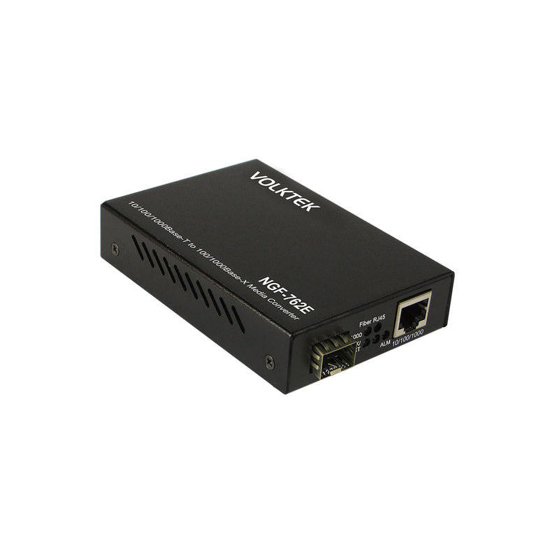 VOLKTEK NGF-762E-SC40 10/100/1000BASE-T to Single-mode 1000BASE-FX Converter, SC Connector, 40km